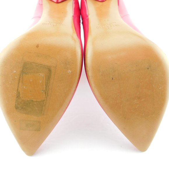 VALENTINO Dark Hot Pink Patent Metal Heel Booties 39 - Picture 10 of 11